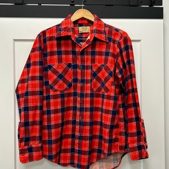 Vintage Sears 80s/90s Plaid Flannel Red/Blue - Picture 1 of 6